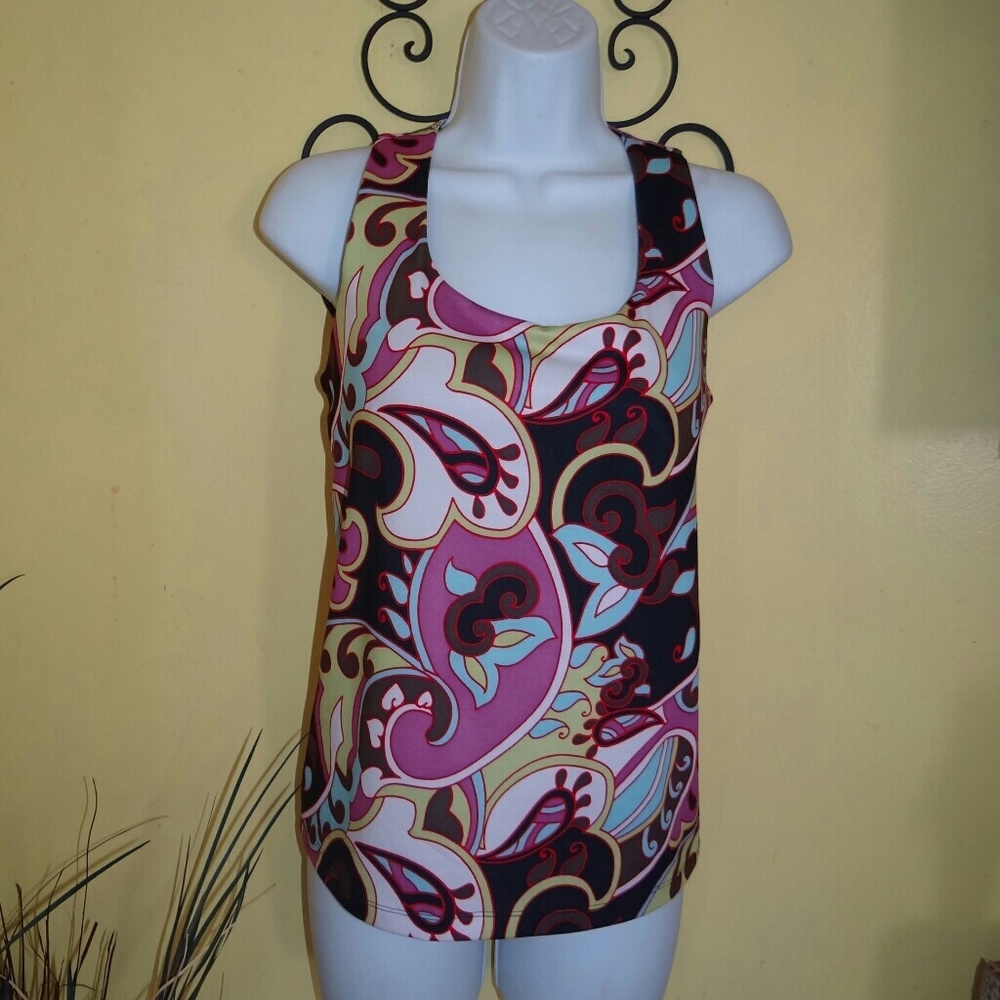 Athleta Purple Paisley Workout Tank Top